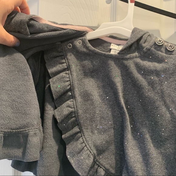 Max Studio Baby Grey Sparkle Hoodie Poncho Cape- 24 Months - Picture 5 of 6